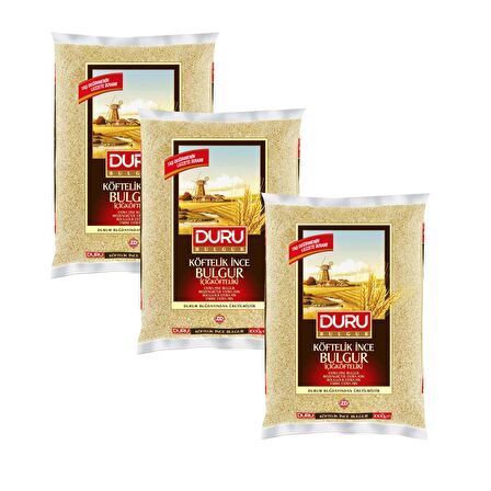 Duru Çiğ Köftelik İnce Bulgur 1 kg x 3 Adet
