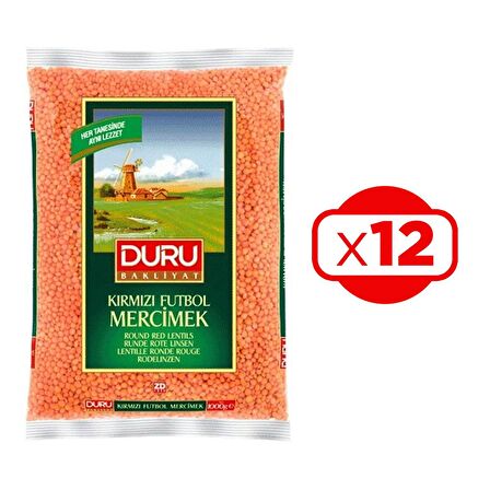 Duru Kırmızı Futbol Mercimek 1000 gr x 12 Adet