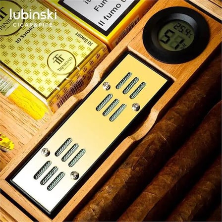 Lubinski Camlı Yılan Deri Ahşap Humidor Puro Kutusu Çakmak-Kesici-Kılıf Set