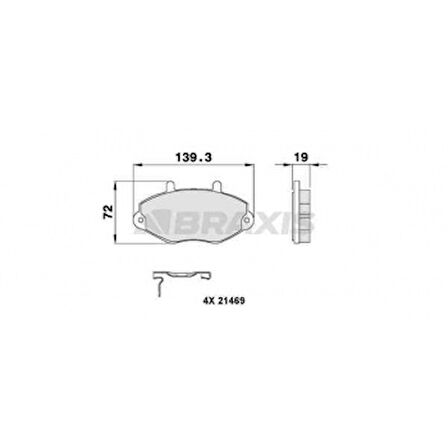 Ford On Fren Balatası Transıt T15 93>00 - Braxıs Ab0096