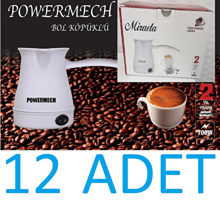 Powermech Mirada (12 ADET ) Bol Köpüklü Elektirikli Cezve Türk Kahve Makinesi (KARIŞIK RENK)