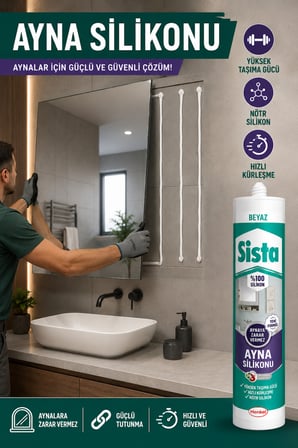 Ayna Silikonu Beyaz %100 Silikon Nötr Kürleşmeli Güçlü Yapıştırıcı Aynalara Zarar Vermeyen Silikon