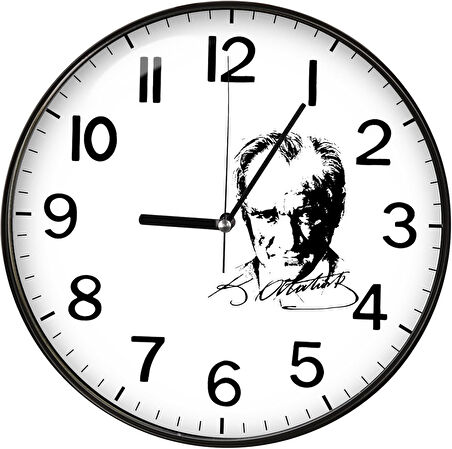 Atatürk Duvar Saati 29 Cm Slim Kasa