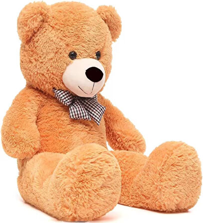 Özel Hediye- Papyonlu 140 Cm Dev BOY Sevimli Peluş Koca Ayı - Özel Fiyat Kahverengi