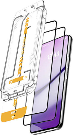Menashop MetraShop Galaxy S25 Serisi ile Uyumlu 5D EasyFit 2 Adet Kolay Uygulama Aparatlı Ekran Koruyucu Temperli Cam (Galaxy S25 Plus / S24 Plus)