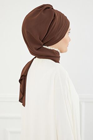 Çapraz Dikim Fularlı Tasarım Şifon Hazır Türban,HT-48