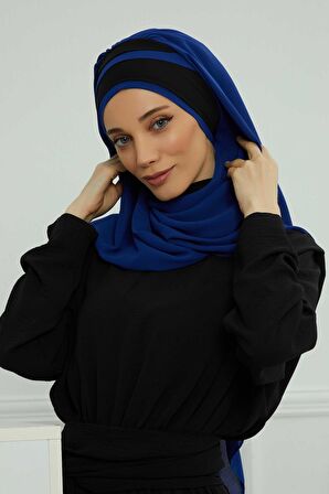 Renkli Şerit Detaylı Pratik Şifon Şal,CPS-83,CPS-83