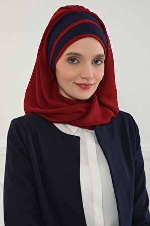 Renkli Şerit Detaylı Pratik Şifon Şal,CPS-83,CPS-83