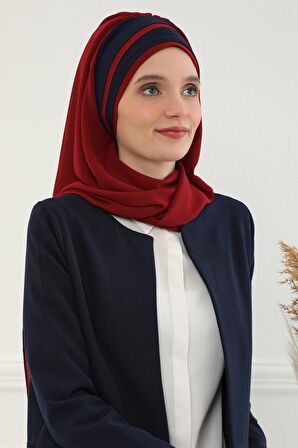Renkli Şerit Detaylı Pratik Şifon Şal,CPS-83,CPS-83