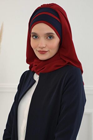 Renkli Şerit Detaylı Pratik Şifon Şal,CPS-83,CPS-83