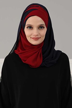 Çapraz Dikim Çift Renkli Pratik Şifon Şal,CPS-84,CPS-84