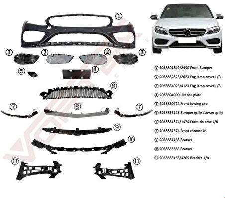 Mercedes On Tampon Set Amg Alt Kromlu W205 14> - Vortex V2205922