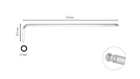 Ceta Form 2.5 mm L Topbaş Allen (Alyan) Anahtar