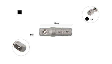 Ceta Form Lokma Adaptörü 1/4" - 1/4" x 25mm BT/7010 