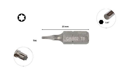 Ceta Form T6 x 25 mm Torx Bits Uç CB/802