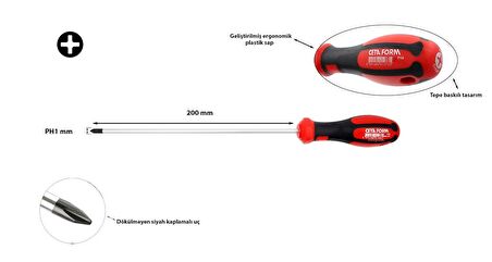 Ceta Form PH1 x 200 mm Yıldız Tornavida F14-001-200