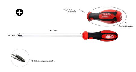 Ceta Form PH2 x 200 mm Yıldız Tornavida F14-002-200