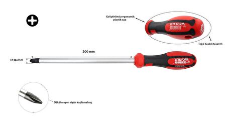 Ceta Form PH4 x 200 mm Yıldız Tornavida F14-004-200