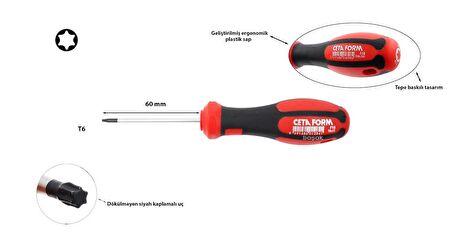 Ceta Form T6 x 60 mm Torx Tornavida F18-006-060