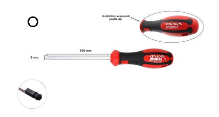 Ceta Form 5 mm Topbaşlı Allen Uçlu Tornavida F23-050-100