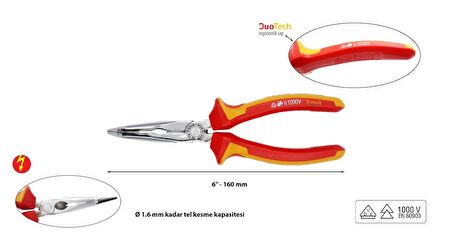 Ceta Form 160mm 1000 volt VDE İzoleli Eğri Kargaburun G16-18-0160