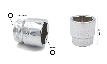 Ceta Form 21 mm 3/8” 6 Köşe Lokma Anahtar C12-H21