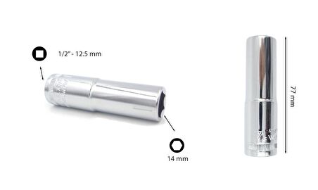 Ceta Form 14 mm 1/2” 6 Köşe Derin Lokma Anahtar C24-H14
