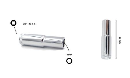 Ceta Form 8 mm 3/8” 6 Köşe Derin Lokma Anahtar C14-H08