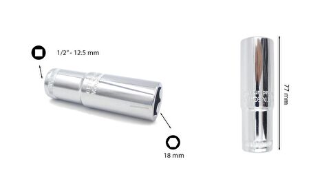 Ceta Form 18 mm 1/2” 6 Köşe Derin Lokma Anahtar C24-H18