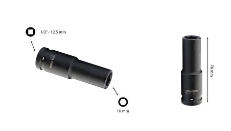 Ceta Form 10 mm 1/2” 6 Köşe Derin Havalı Lokma Anahtar C64-H10