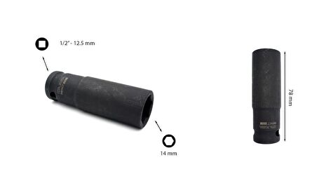Ceta Form 14 mm 1/2” 6 Köşe Derin Havalı Lokma Anahtar C64-H14
