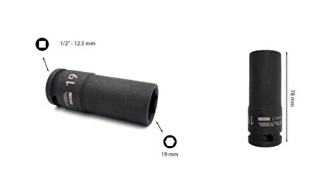 Ceta Form 19 mm 1/2” 6 Köşe Derin Havalı Lokma Anahtar C64-H19