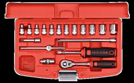 Ceta Form 4 - 13 mm 1/4” Lokma Takımı Plastik Çantalı 18 Parça C00-18PH2 