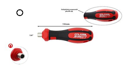 Ceta Form F26/SBT C-PLUS Bits Tutucu Tornavida (Kompakt)