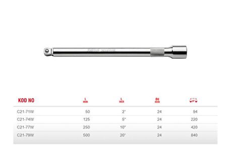 Ceta Form 500 mm Uzatma Kolu 1/2" Bombe Başlı C21-79W