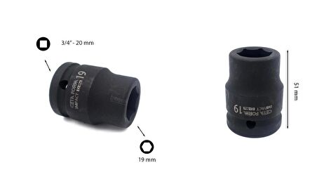 Ceta Form 19 mm 3/4” 6 Köşe Havalı Lokma Anahtar C72-H19