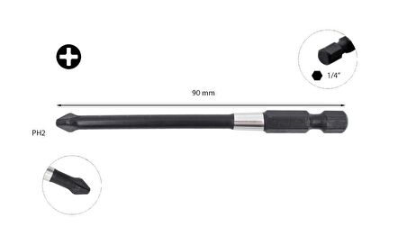 Ceta Form PH2 x 90 mm Darbeli Yıldız Bits Uç CB/902TM 