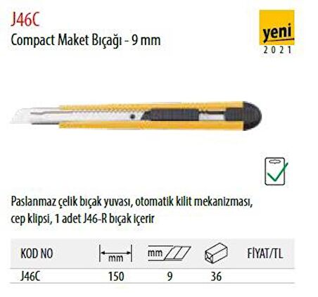 Ceta Form SLİM9 ÇELİK GÖVDE MAKET BIÇAĞI - 9MM