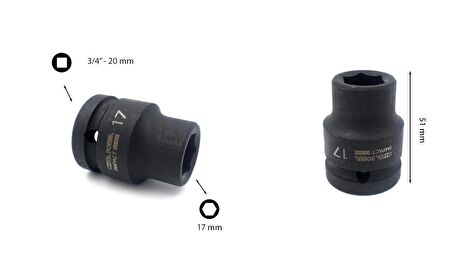Ceta Form 17 mm 3/4” 6 Köşe Havalı Lokma Anahtar C72-H17