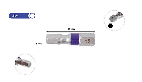 Ceta Form 5 x 25 mm Allen Bits Uç Renk Kodlu CB/1850TC