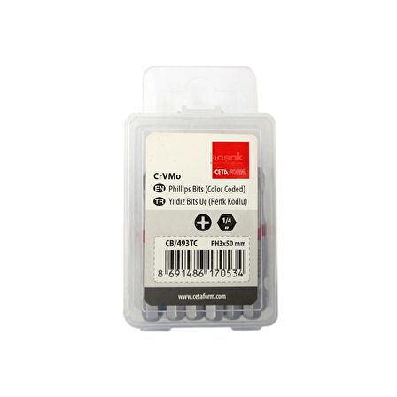 Ceta Form PH3 x 50 mm Yıldız Bits Uç Renk Kodlu CB/493TC