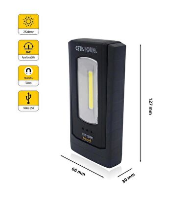 Ceta Form R10-COM1 Şarjlı Led Kompakt Çalışma Lambası 300 Lümen