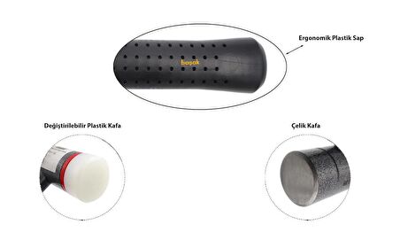 Ceta Form Plastik ve Çelik Kafalı Kombi Çekiç Ø 35mm L12C-35