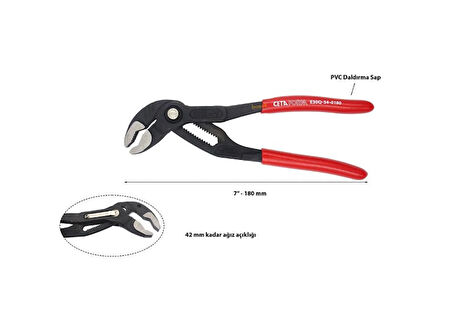 CETA E30Q-54-0180 Papağan Pense (Düğmeli Tip) - 180  mm/7"