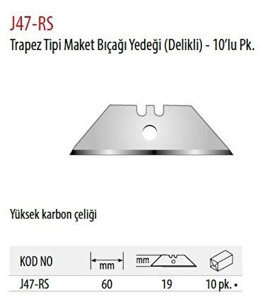 Ceta Form Baklava Tipi Delikli Maket Bıçağı Yedeği 10 lu paket