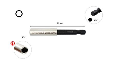 Ceta Form 1/4" x 75 mm Manyetik Bits Tutucu BT/03
