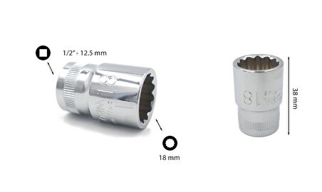 Ceta Form 18 mm 1/2” 12 Köşe Yıldız Lokma Anahtar C22-B18