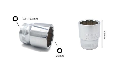 Ceta Form 26 mm 1/2” 12 Köşe Yıldız Lokma Anahtar C22-B26