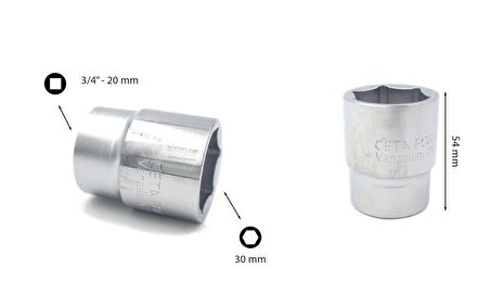 Ceta Form 30 mm 3/4” 6 Köşe Lokma Anahtar C32-H30