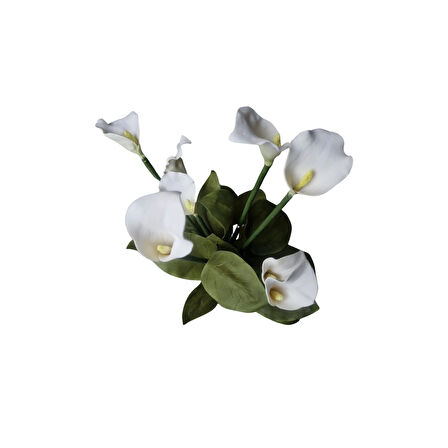 Soğuk Porselen Vazolu Gala Çiçeği 10 Adet Çiçek Vazo Dahil